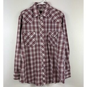 ROPER Mens Pearl‎ Snap Long Sleeve Shirt Red Plaid Western Rodeo Cowboy - SIZE L